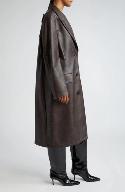 Shop Acne Studios Ovittor Faux Leather Coat In Brown