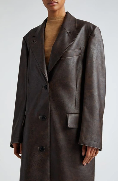 Acne Studios Ovittor Faux Leather Coat In Brown