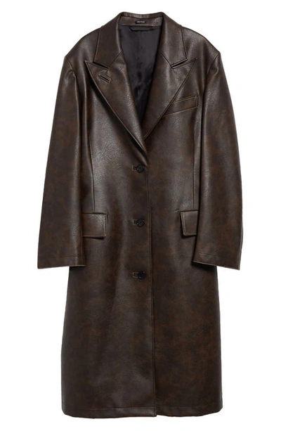 Shop Acne Studios Ovittor Faux Leather Coat In Brown