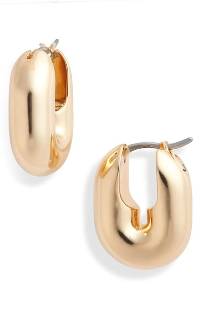 Shop Jenny Bird Puffy U-link Earrings In High Polish Gold