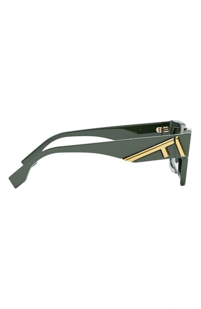 Shop Fendi The  First Rectangular Sunglasses In Dark Green / Gradient Smoke