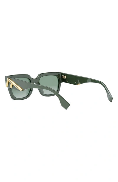 Shop Fendi The  First Rectangular Sunglasses In Dark Green / Gradient Smoke