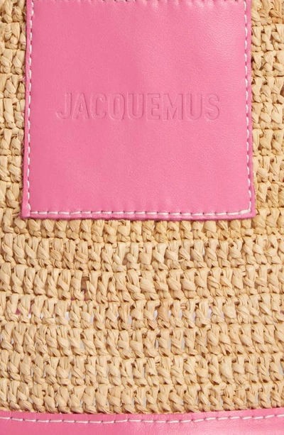 Shop Jacquemus Le Bob Soli Leather & Raffia Bucket Hat In Neon Pink