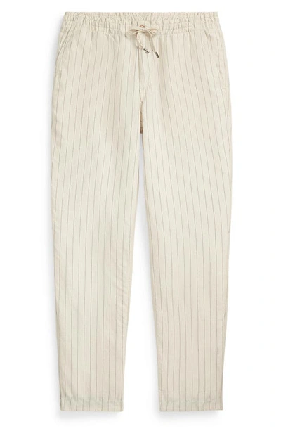 Shop Polo Ralph Lauren Stripe Linen Blend Pants In Andover Cream Pinstripe
