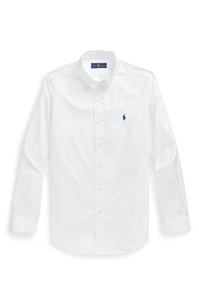 Shop Polo Ralph Lauren Washed Pinpoint Oxford Button-down Shirt In White