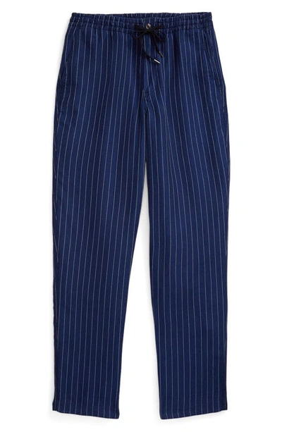Shop Polo Ralph Lauren Stripe Linen Blend Pants In Navy Pinstripe