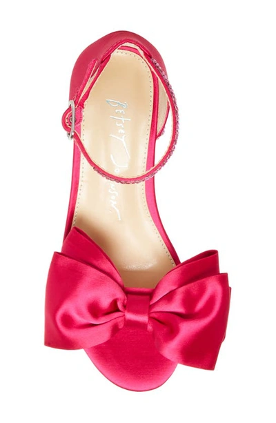 Shop Betsey Johnson Kids' Maddy Ankle Strap Bow Sandal In Fuchsia