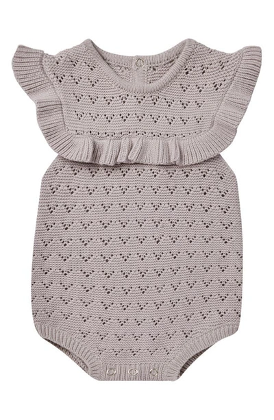 Shop Quincy Mae Ruffle Organic Cotton Pointelle Romper In Lavender