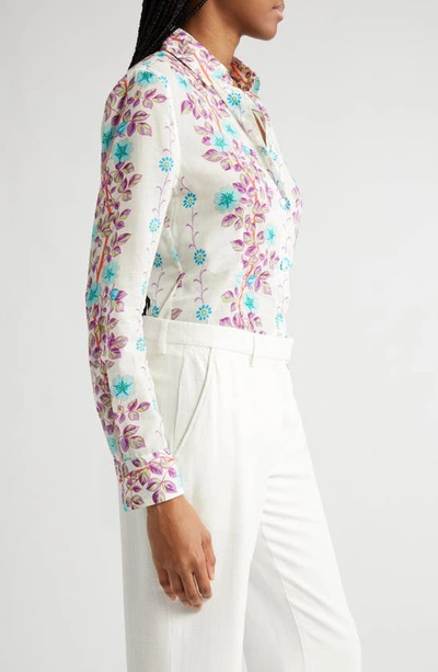 Shop Etro Floral Button-up Shirt In Print On White Base