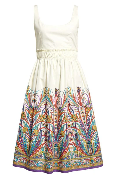 Shop Etro Placed Paisley Print Tie Back Cotton Sundress In Print On White Base