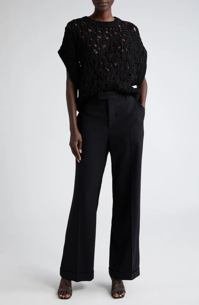 Brunello Cucinelli Open-knit Cotton Jumper In Black