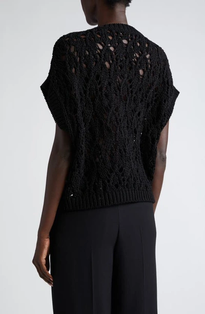 Brunello Cucinelli Open-knit Cotton Jumper In Black