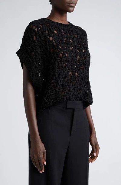 Brunello Cucinelli Open-knit Cotton Jumper In Black