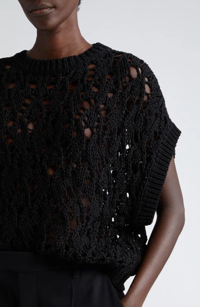 Brunello Cucinelli Open-knit Cotton Jumper In Black
