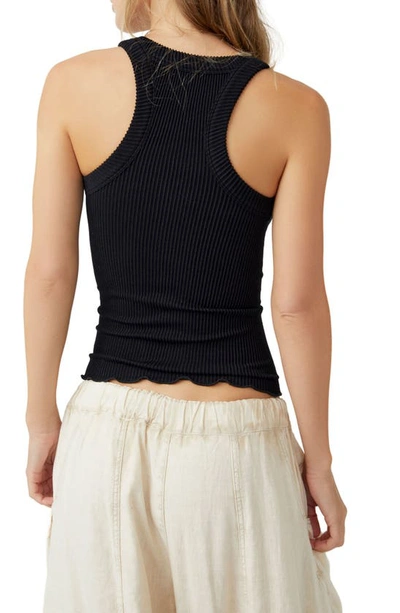 Free People Ribbed Seamless Tank Top In Black In Black