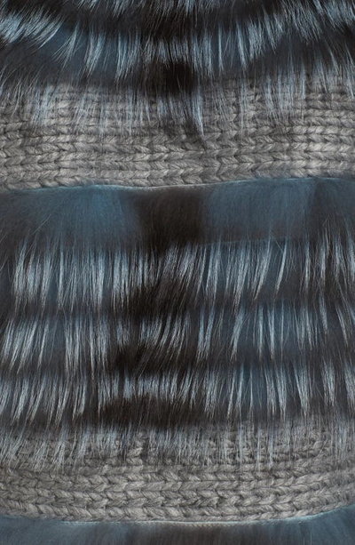 Shop Diane Von Furstenberg Knit Vest With Genuine Fox Fur Trim In Smoke Blue
