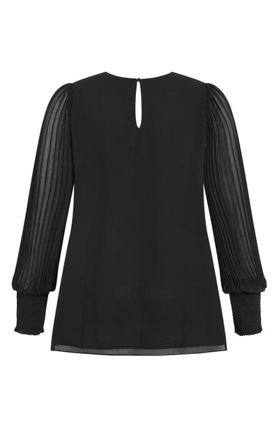 Shop City Chic Katalina Cutout Pleated Sleeve Top In Black