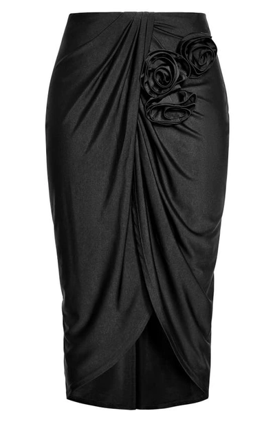 Shop City Chic Tulip Hem Satin Skirt In Black
