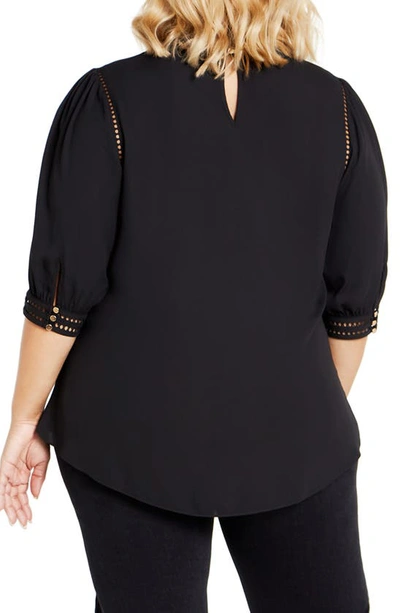 Shop City Chic Kiss Me Quick Ruffle Neck Top In Black