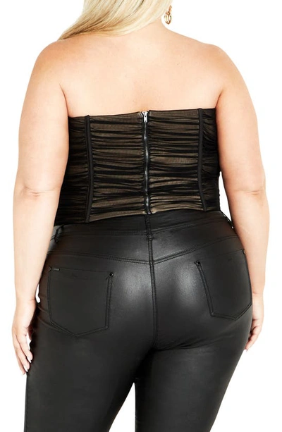 Shop City Chic Fallon Tulle Ruched Corset Top In Black