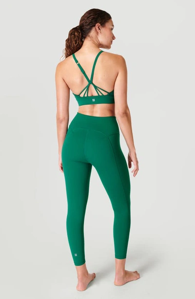 Shop Sweaty Betty Super Soft Strappy Back Sports Bra In Peaceful Green