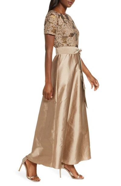 Shop Pisarro Nights Beaded Taffeta Gown In Gold