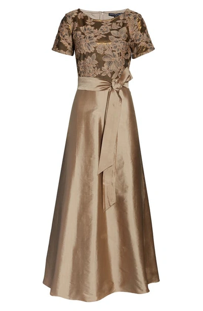 Shop Pisarro Nights Beaded Taffeta Gown In Gold