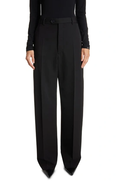 Shop Balenciaga Slim Straight Leg Wool Trousers In Black