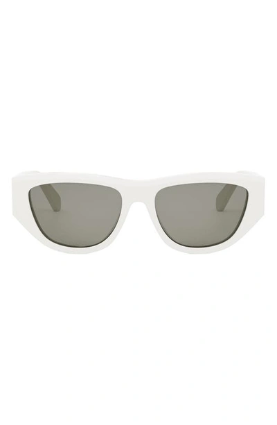 Shop Celine Monochroms 55mm Cat Eye Sunglasses In Ivory / Smoke