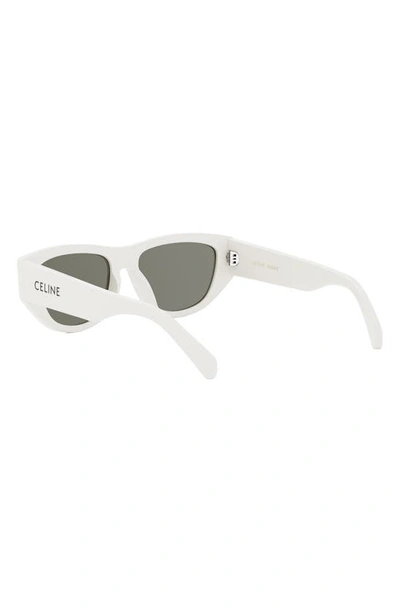 Shop Celine Monochroms 55mm Cat Eye Sunglasses In Ivory / Smoke