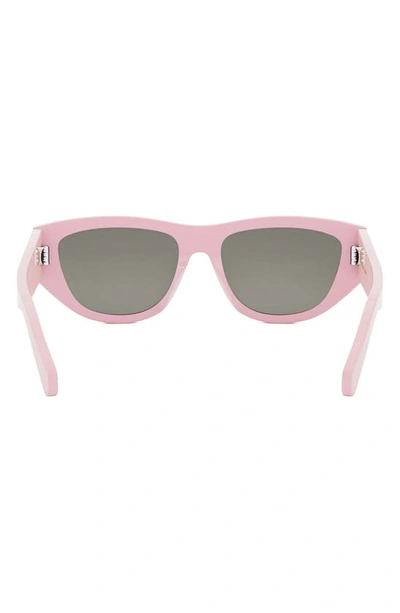 Shop Celine Monochroms 55mm Cat Eye Sunglasses In Shiny Pink / Smoke