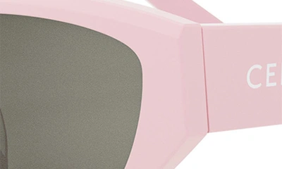 Shop Celine Monochroms 55mm Cat Eye Sunglasses In Shiny Pink / Smoke