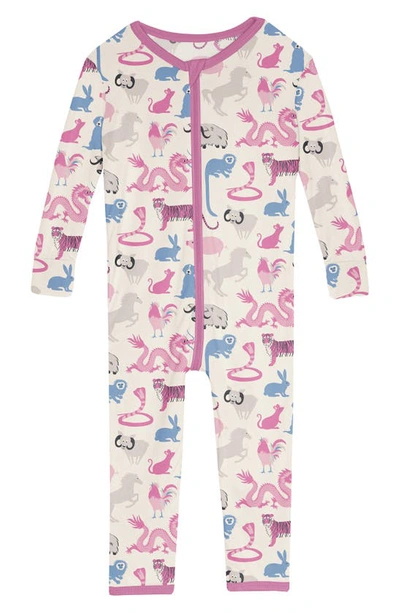 Shop Kickee Pants Zodiac Print Convertible Fitted One-piece Pajamas In Chinese Zodiac