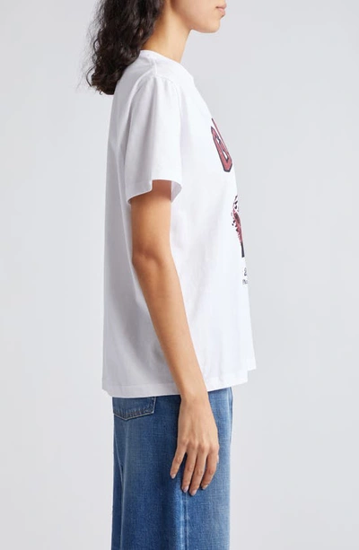 Shop Ganni Cherry Cotton Graphic T-shirt In Bright White