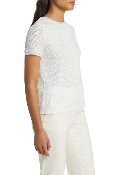 Shop Anne Klein Matte Sequin Mesh Top In Bright White