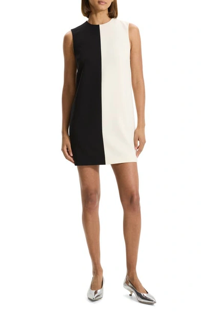 Shop Theory Colorblock Sleeveless Shift Dress In Black/ Rice