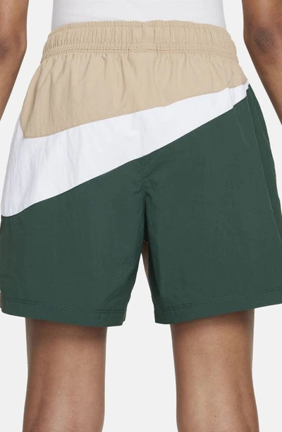 Shop Nike Kids' Amplify Nylon Athletic Shorts In Hemp/ Fir/ White