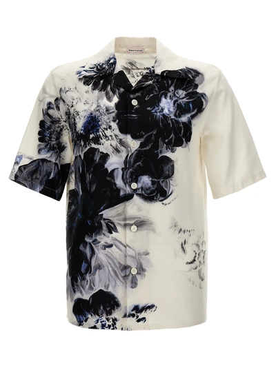 Shop Alexander Mcqueen Dutch Flower Shirt, Blouse In White/black