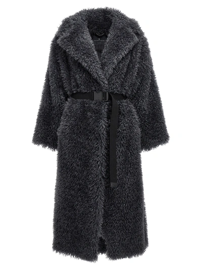 Shop Ermanno Scervino Belted Fake Coat Fur In Gray
