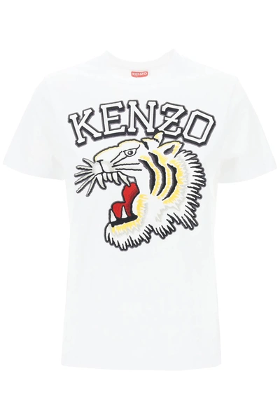 Shop Kenzo Tiger Varsity Crew Neck T Shirt In White