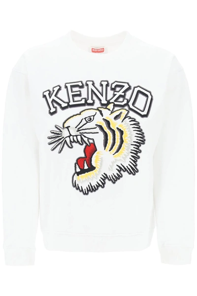 Shop Kenzo Tiger Varsity Crew Neck Sweatshirt In White