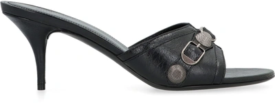 Shop Balenciaga Cagole 70 Leather Sandals In Black