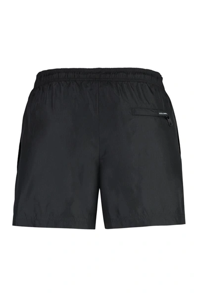 Shop Dolce & Gabbana Logo Print Swim Shorts In Black