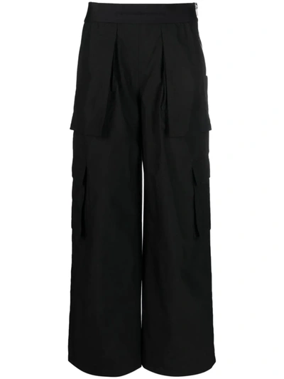 Shop Alexander Wang Women Logo Elastic Cargo Rave Pants In 001 Black