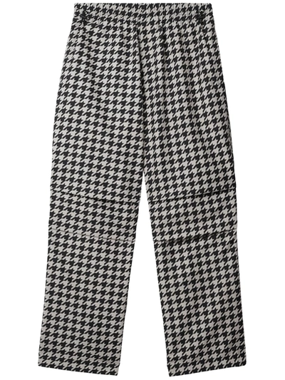 Shop Burberry Men Houndstooth Trousers In Black Ip Pat