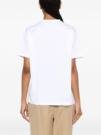 Shop Burberry Women Check Print Pocket T-shirt In White