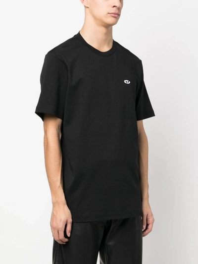 Shop Diesel Unisex Oval D Patcht-shirt In 9xx Black