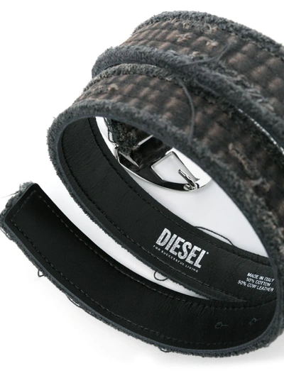 Shop Diesel Women Canvas Crystal D Buckle Belt In T8013 Black