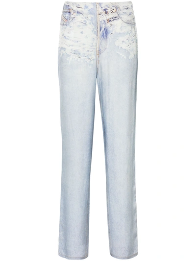 Shop Diesel Women Straight Placed Print Jeans In 01 Blue