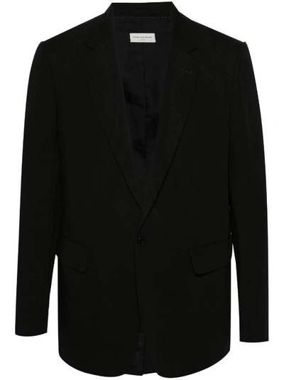 Shop Dries Van Noten Men Linen Blend Blazer In 900 Black